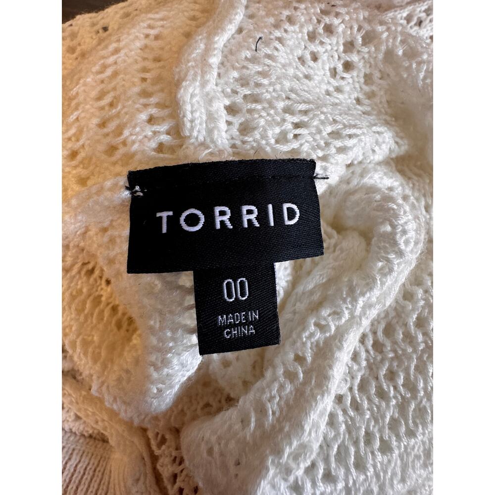 New Torrid Women's White Striped Pointelle Boxy Hoodie Size 00 M/L Coastal Chic - Picture 8 of 9